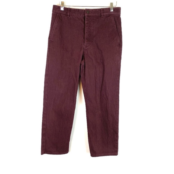 COS Straight Leg Chino Pants Burgundy Ankle Size 8 - Picture 1 of 11